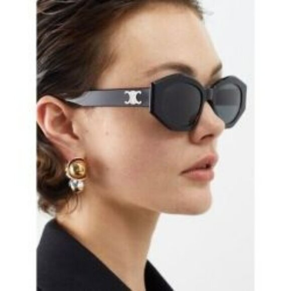 Celine TRIOMPHE Men Sunglasses Black Smoke Cat Eye CL40238U 01A NEW AUTHENTIC - Picture 10 of 15